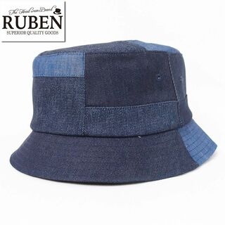 ルーベン(Ruben)の新品 RUBEN ルーベン パッチワークデニム バケットハット ブルー(ハンチング/ベレー帽)