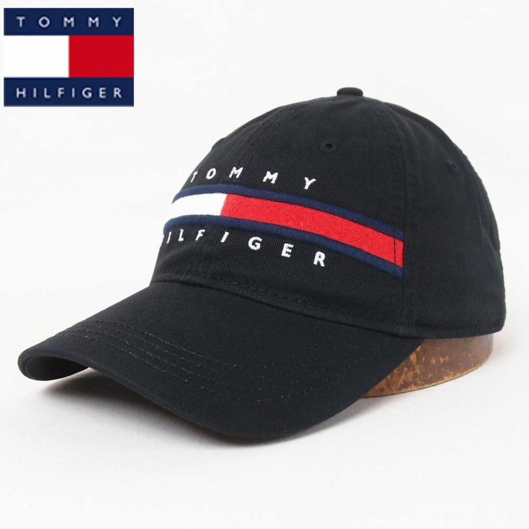 TOMMY HILFIGER(トミーヒルフィガー)の新品 TOMMY HILFIGER コットン ビッグロゴキャップ ブラック メンズの帽子(キャップ)の商品写真