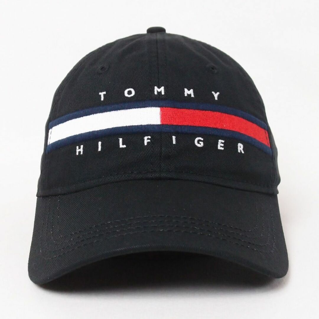 TOMMY HILFIGER(トミーヒルフィガー)の新品 TOMMY HILFIGER コットン ビッグロゴキャップ ブラック メンズの帽子(キャップ)の商品写真