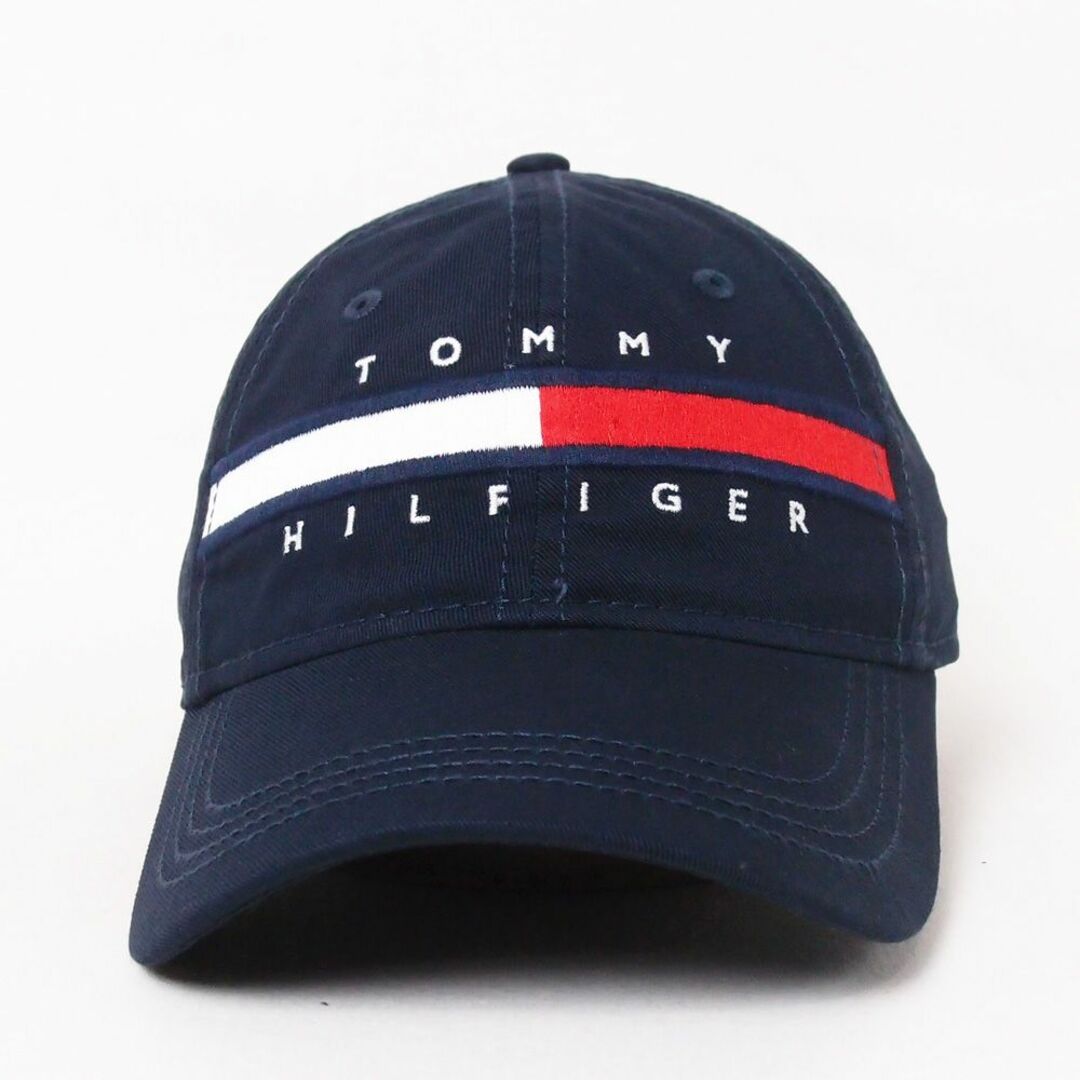 TOMMY HILFIGER(トミーヒルフィガー)の新品 TOMMY HILFIGER コットン ビッグロゴキャップ ネイビー メンズの帽子(キャップ)の商品写真