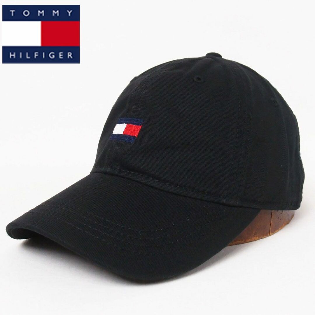 TOMMY HILFIGER(トミーヒルフィガー)の新品 TOMMY HILFIGER コットン フラッグロゴキャップ ブラック メンズの帽子(キャップ)の商品写真