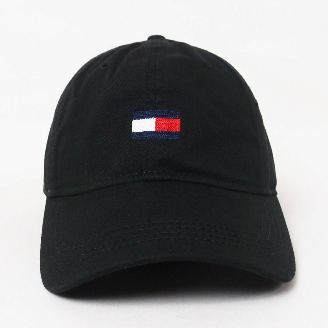 TOMMY HILFIGER(トミーヒルフィガー)の新品 TOMMY HILFIGER コットン フラッグロゴキャップ ブラック メンズの帽子(キャップ)の商品写真