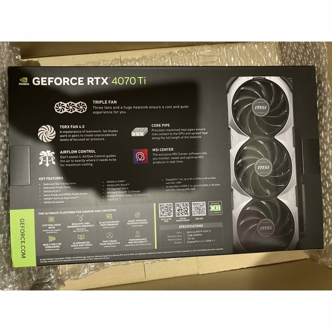 MSI GeForce RTX 4070 Ti VENTUS 3X 12G OC