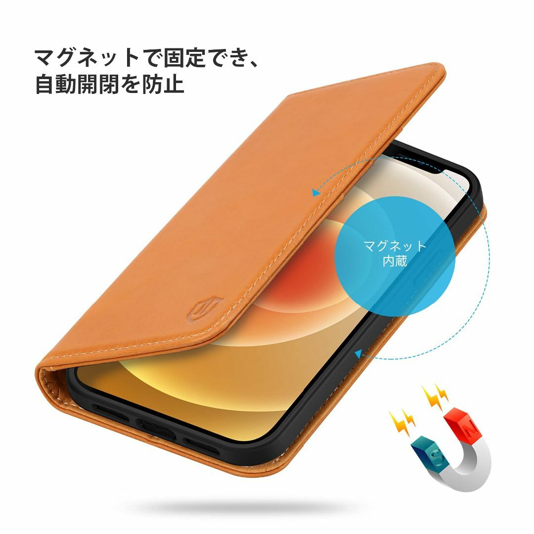 【数量限定】SHIELDON iPhone13 mini ケース 手帳型 本革 4