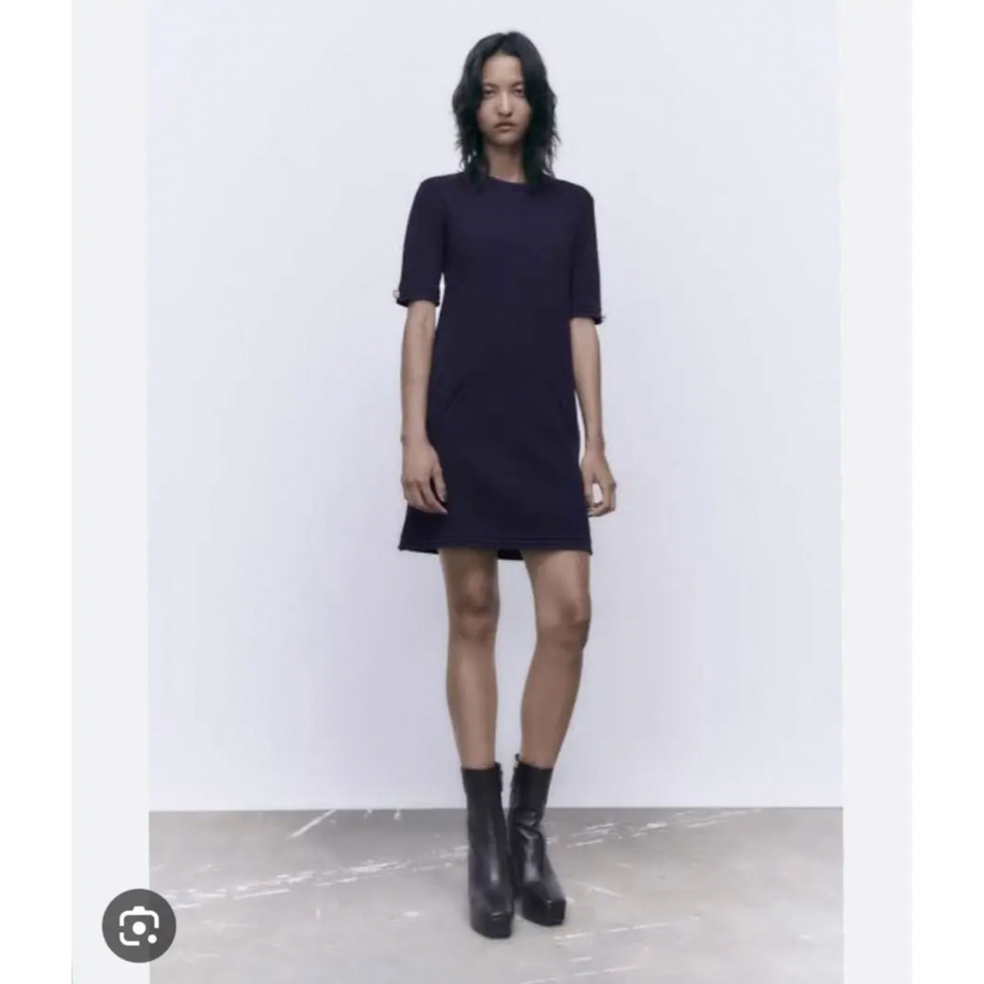 ZARA - ザラ ゴールドボタン袖ニットワンピの通販 by haru ZARA - ザラ ゴールドボタン袖ニットワンピの通販 by haru