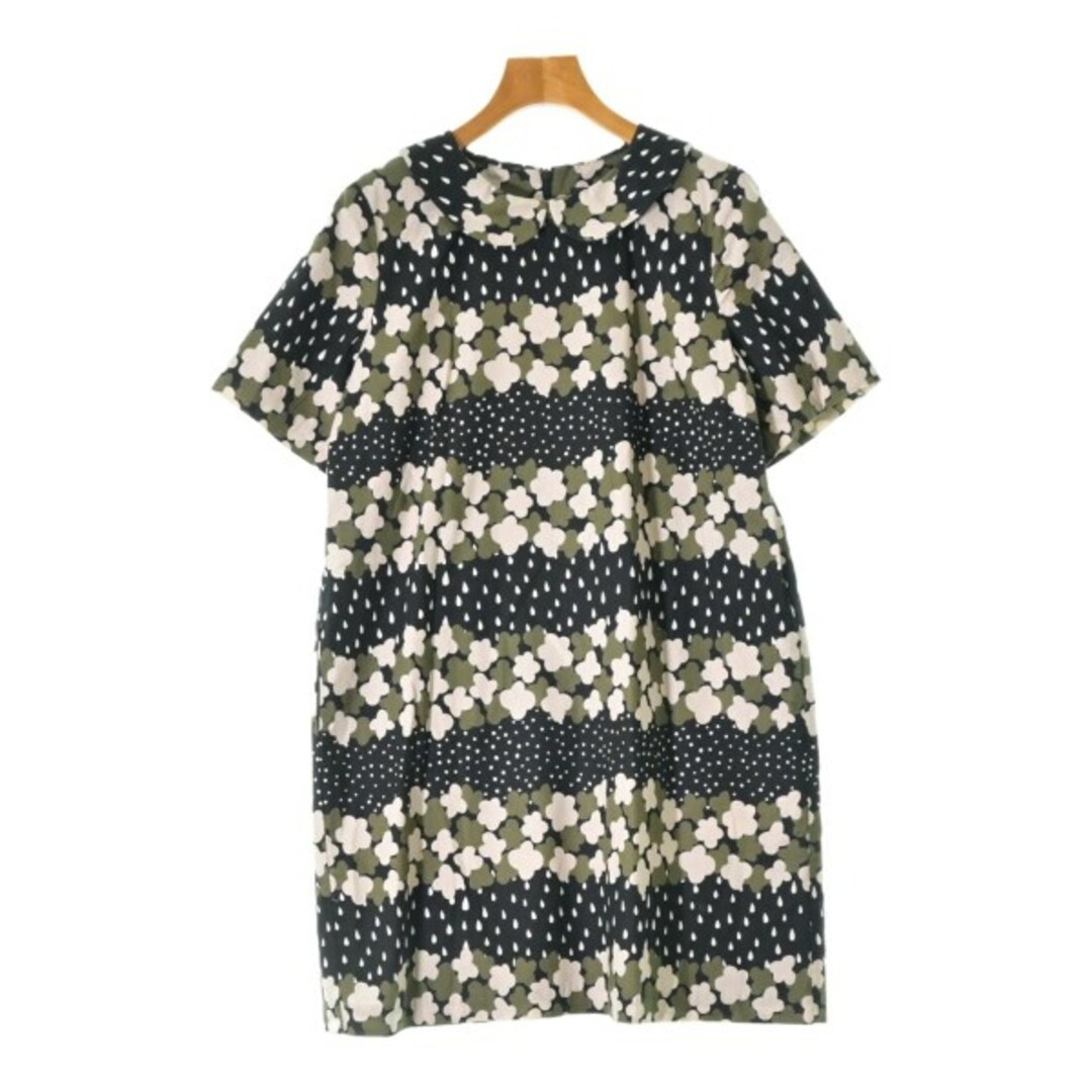 marimekko マリメッコ ワンピース 36(S位) 黒xベージュ等(総柄) - ひざ