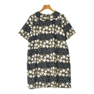 マリメッコ(marimekko)のmarimekko マリメッコ ワンピース 36(S位) 黒xベージュ等(総柄) 【古着】【中古】(ひざ丈ワンピース)