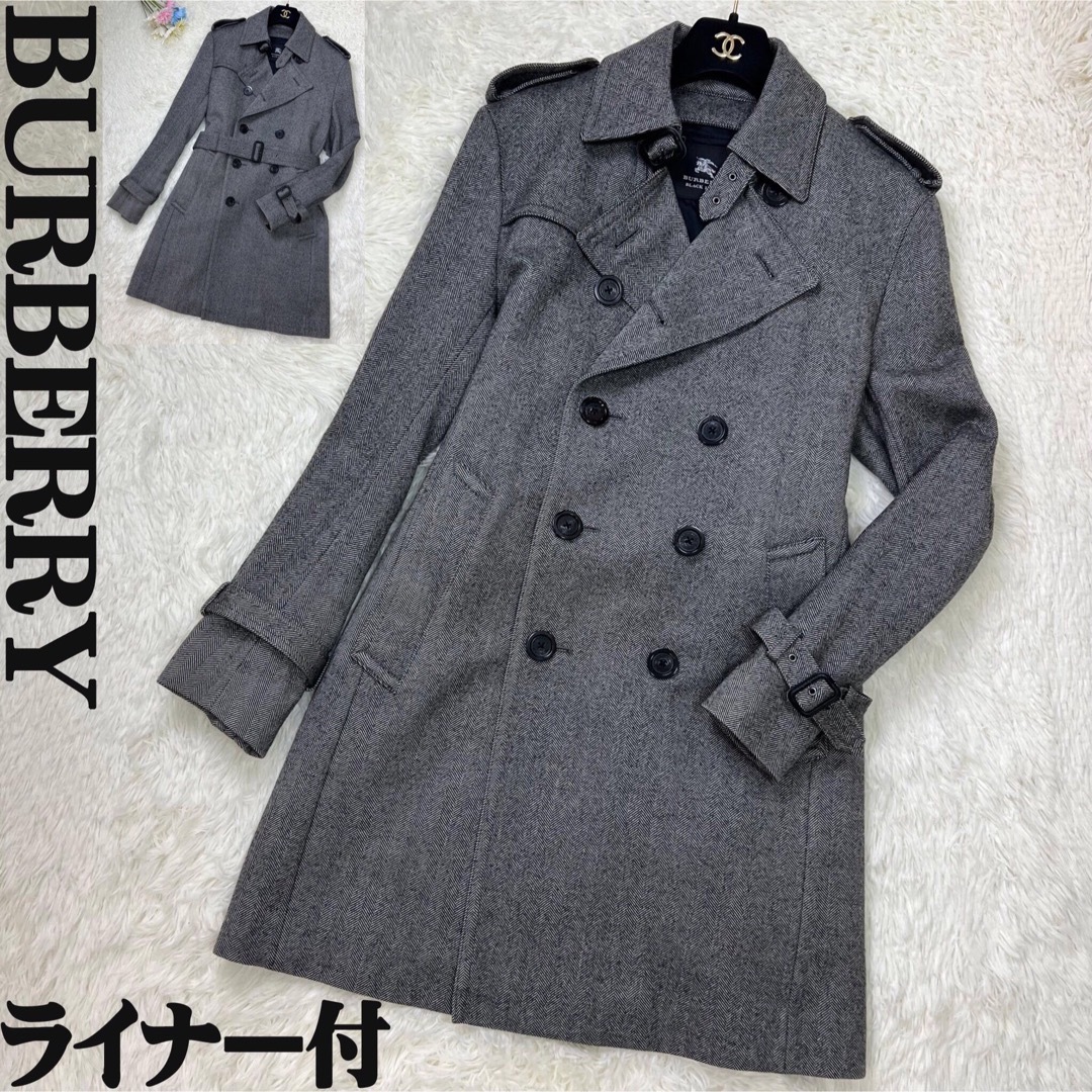 美品】バーバリー チェスターコート ヘリンボーン-