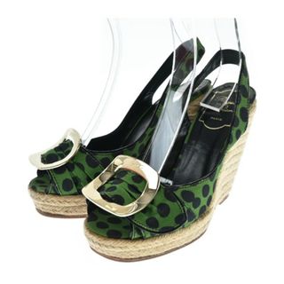 ロジェヴィヴィエ(ROGER VIVIER)のRoger Vivier サンダル 36(22.5cm位) 緑x黒(ドット) 【古着】【中古】(サンダル)