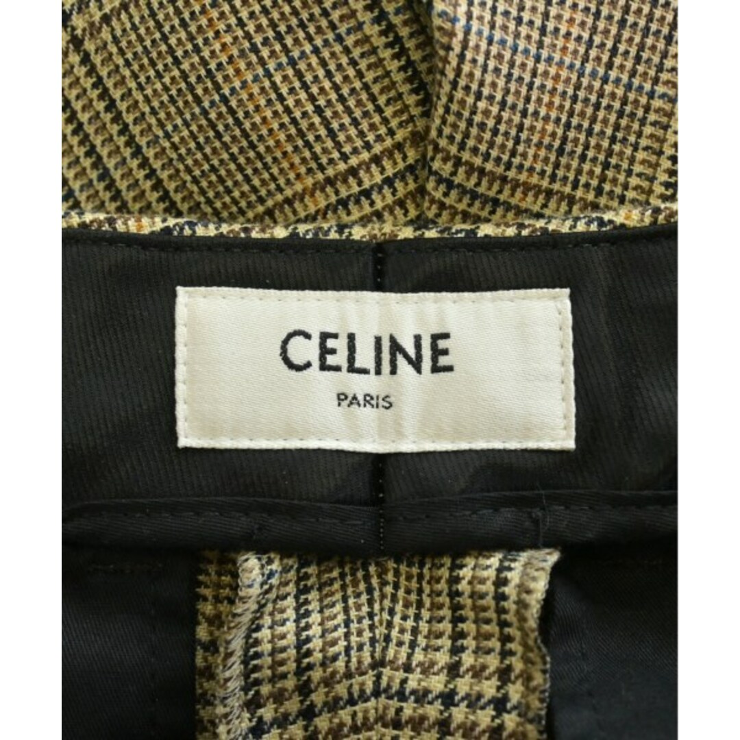 celine(セリーヌ)のCELINE スラックス 36(XS位) ベージュxオレンジx青(チェック) 【古着】【中古】 レディースのパンツ(その他)の商品写真