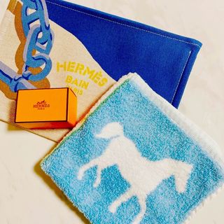 エルメス(Hermes)のエルメス　タオルハンカチ　水色(ハンカチ)