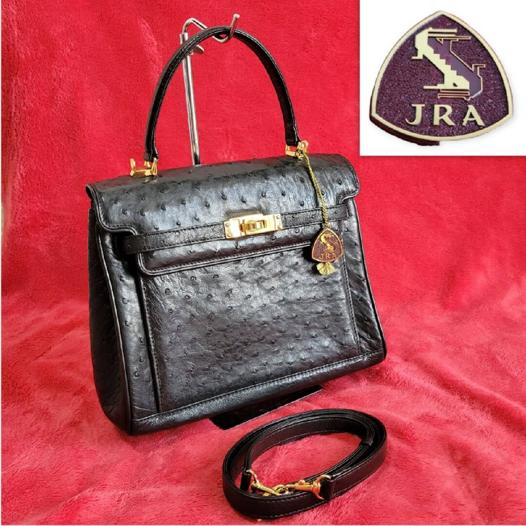 外観美品】JRA認定 オーストリッチ 2WAY ショルダーバッグ