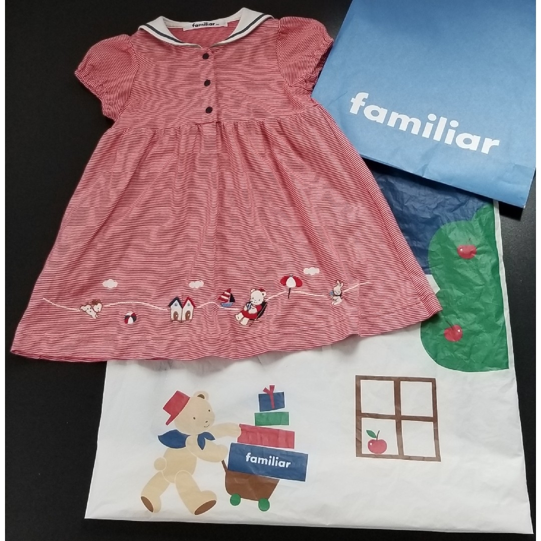 familiar(ファミリア)のfamiliar 80  セーラー ワンピース  刺繍 ファミリア キッズ/ベビー/マタニティのキッズ服女の子用(90cm~)(ワンピース)の商品写真