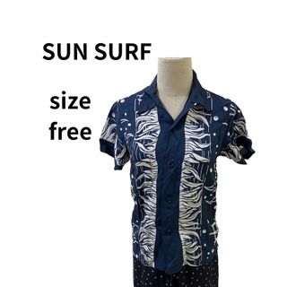 　SUN SURF　 アロハシャツ　紺(シャツ/ブラウス(半袖/袖なし))