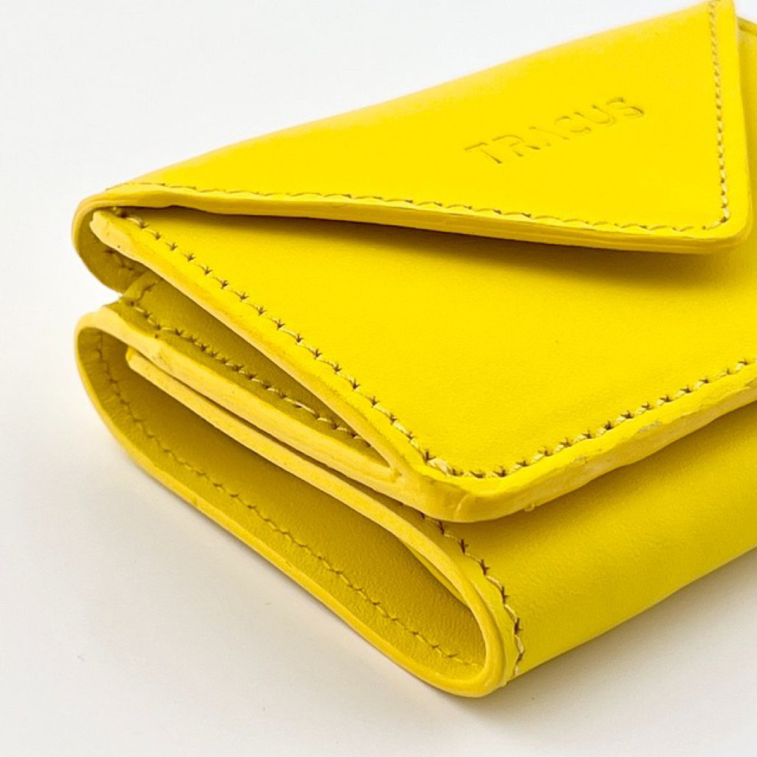 新品 ミニ財布 レディース 三つ折り 本革 小さい 財布 黄色 イエロー