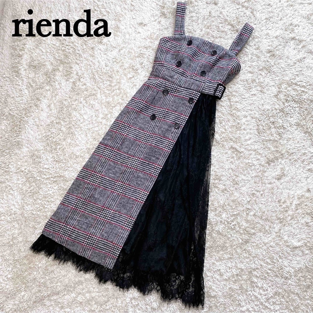 rienda(リエンダ)のリエンダ 重ね着コーデ風 ドッキング ワンピース チェック レース 切り替え S レディースのワンピース(ロングワンピース/マキシワンピース)の商品写真