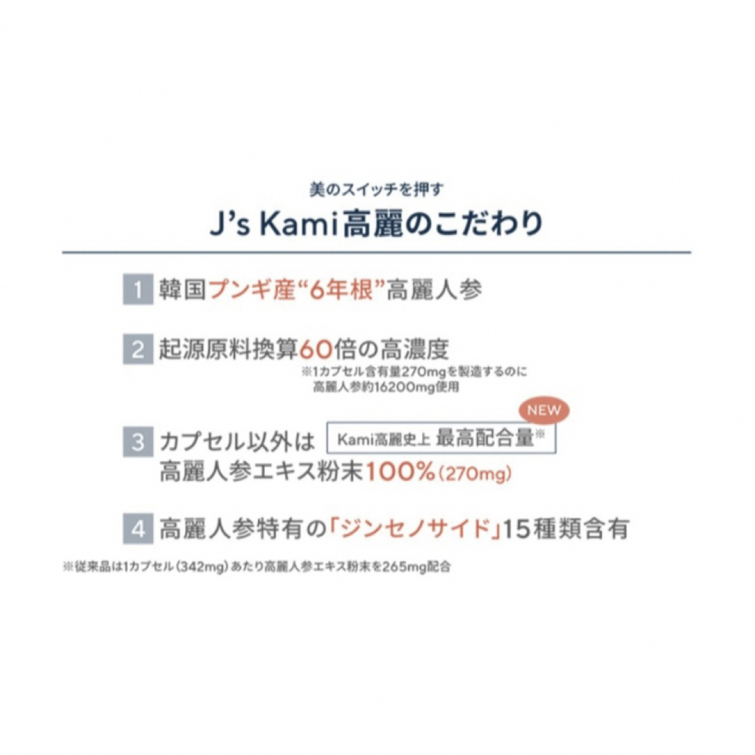 Jノリツグ　J`s Kami 高麗　高麗人参エキス　90粒 食品/飲料/酒の健康食品(その他)の商品写真