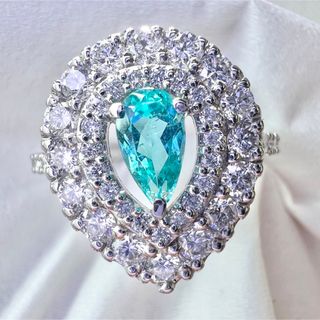 ブラジル産☆PTパライバトルマリンリングPL:0.38ct D:0.80ct(リング(指輪))