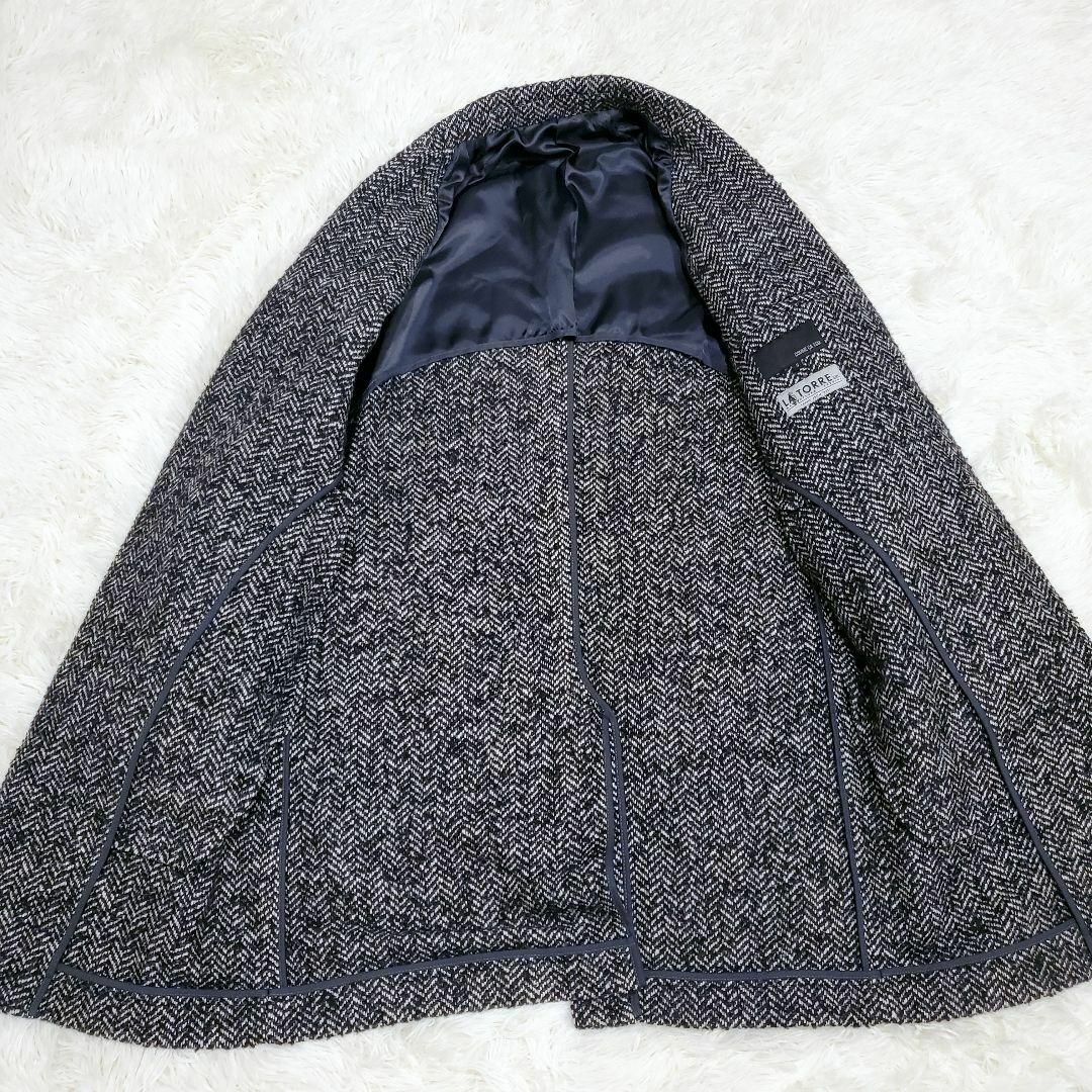 美品COMME CA ISM×ラトーレ チェスターコート ヘリンボーン ツイード