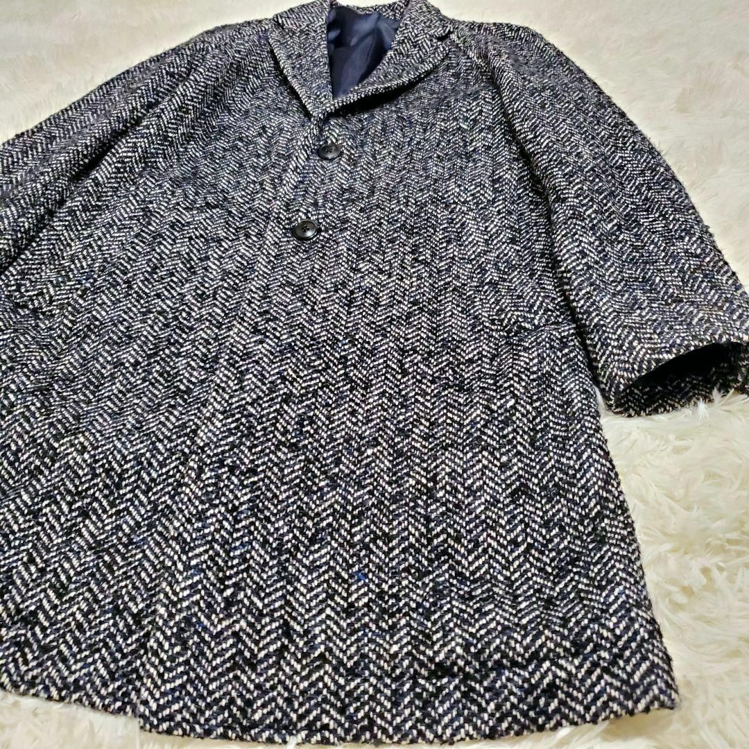 美品COMME CA ISM×ラトーレ チェスターコート ヘリンボーン ツイード