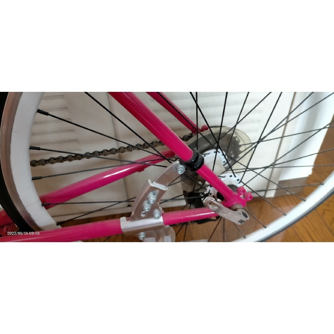 クロモリクロスバイク 外装7段変速 460mm ピンク