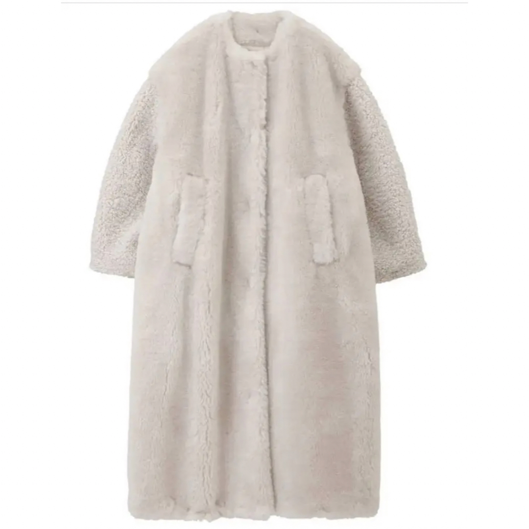 CLANE MIX FUR COCOON COAT  アイボリー1