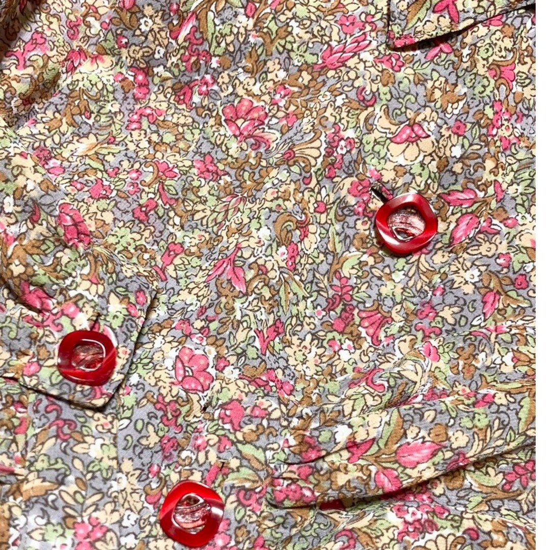 匿名配送　小花柄　衿つきシフォンワンピース　ロング丈 レディースのワンピース(ロングワンピース/マキシワンピース)の商品写真