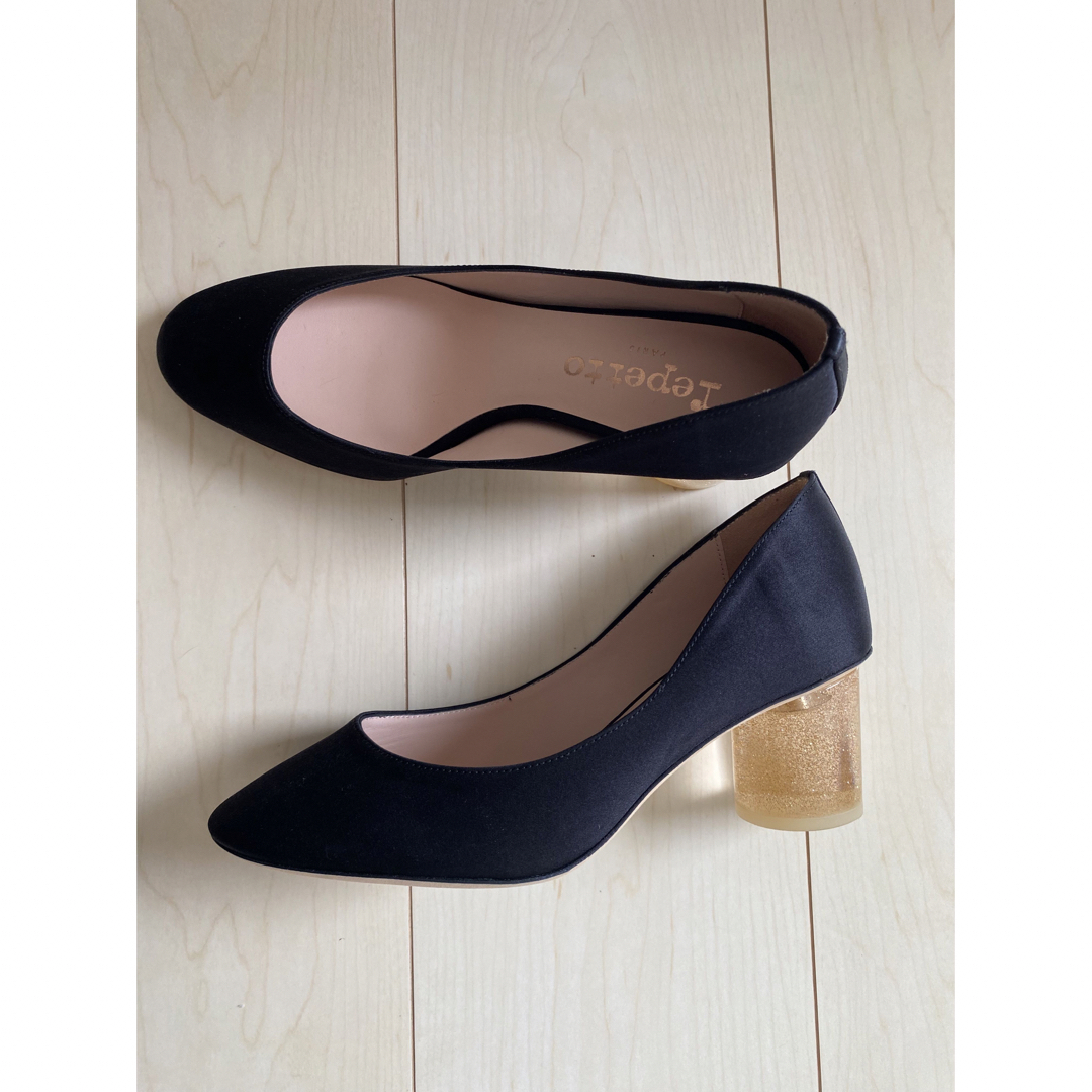 新品未使用】レペットRepetto 黒パンプス デザインヒール 切り替え