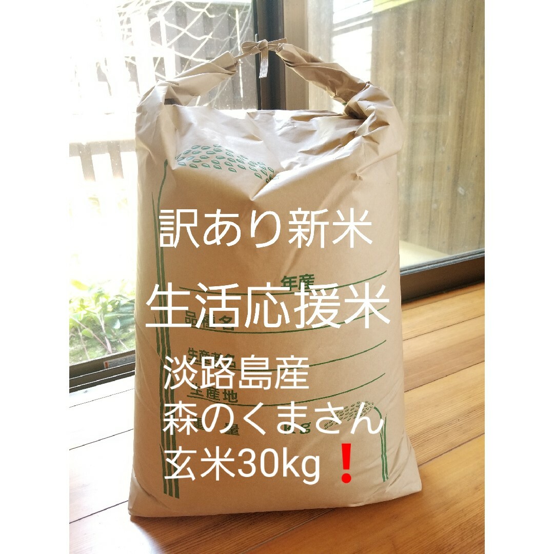 超お買い得！めっちゃうまい！淡路島産森のくまさん玄米30kg令和４年産　米/穀物