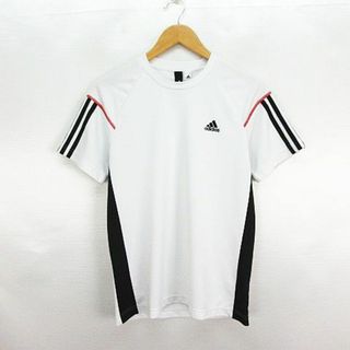 アディダス(adidas)のアディダス adidas Tシャツ 半袖 クルーネック ライン ロゴ M 白(ひざ丈スカート)