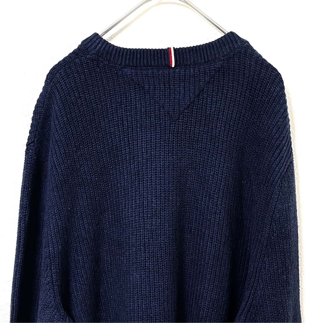 TOMMY HILFIGER(トミーヒルフィガー)のトミーヒルフィガー  ニット  セーター  長袖  ネイビー  古着 メンズのトップス(ニット/セーター)の商品写真