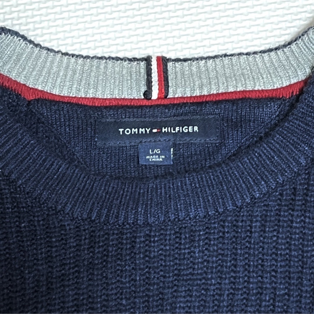 TOMMY HILFIGER(トミーヒルフィガー)のトミーヒルフィガー  ニット  セーター  長袖  ネイビー  古着 メンズのトップス(ニット/セーター)の商品写真