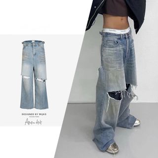 Balenciaga - ウォッシュダメージ ワイド デニム パンツの通販 by