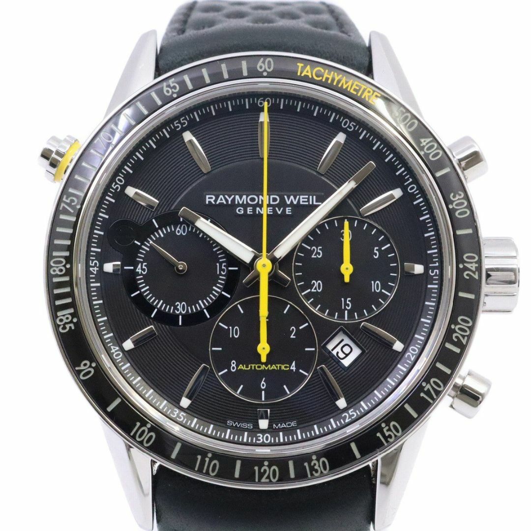 レイモンドウィル フリーランサー クロノグラフ 自動巻き メンズ 腕時計 黒文字盤 純正革ベルト 7740-SC1-20021