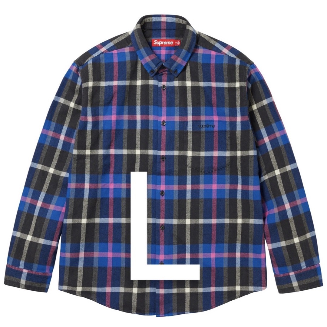 supreme Plaid Flannel Shirt ブルー　L