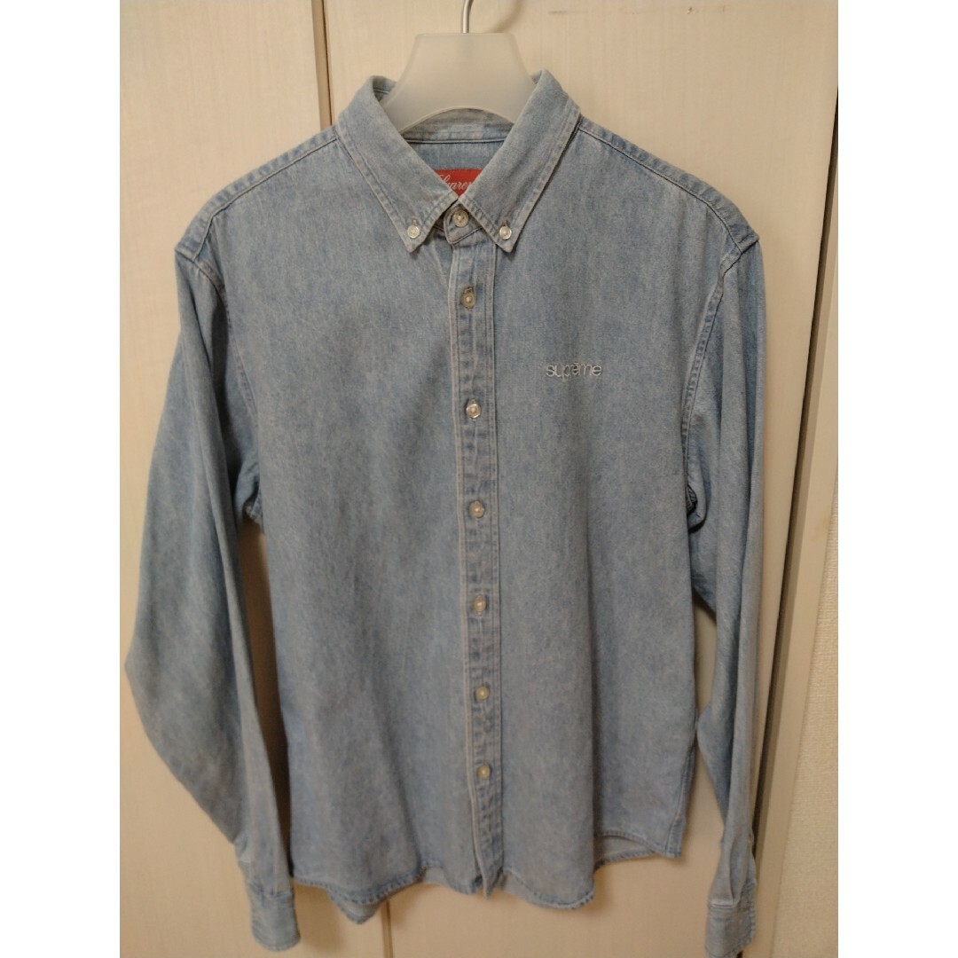 supreme logo denim shirt XL blue