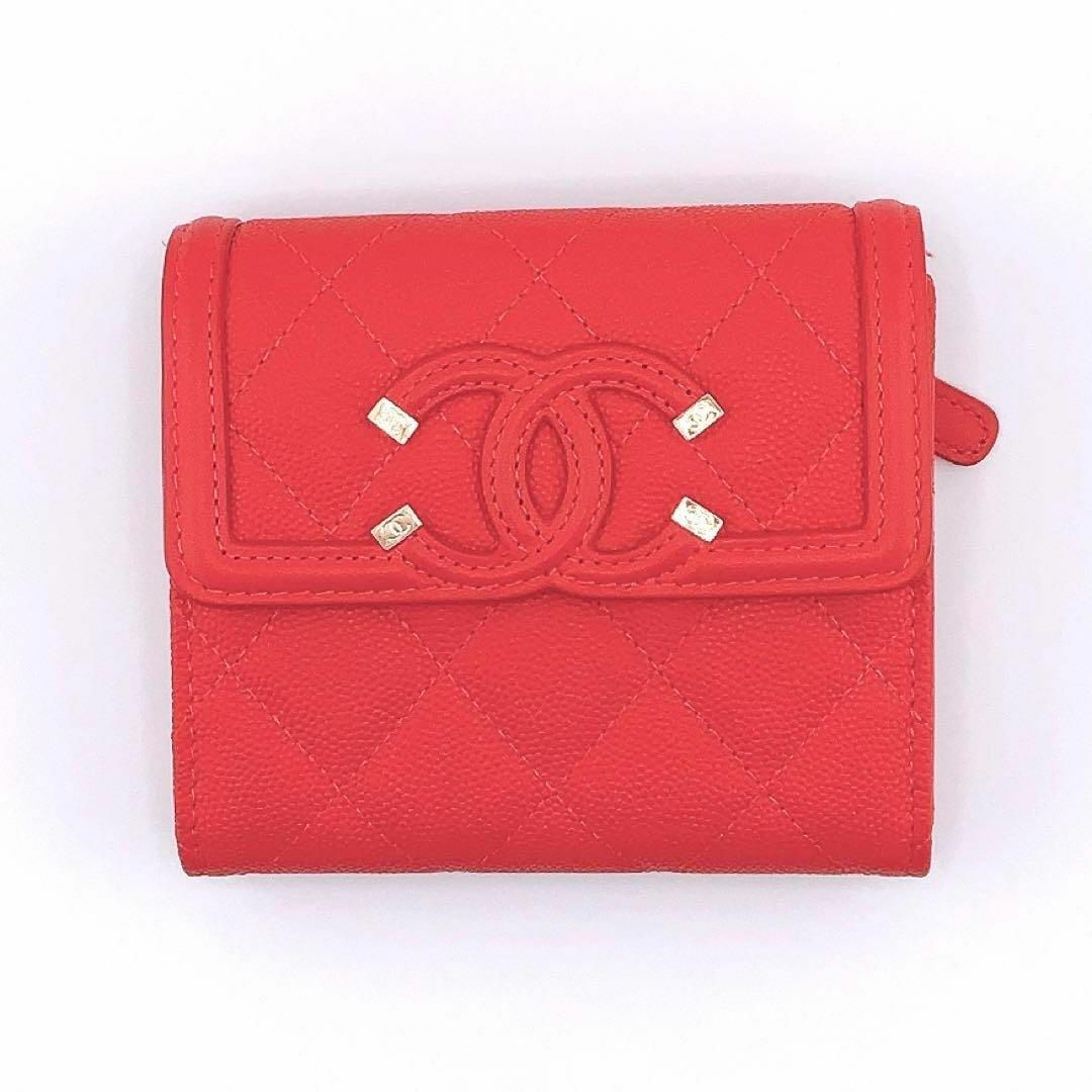 財布✨CHANEL キャビアスキン 財布 コインケース レッド