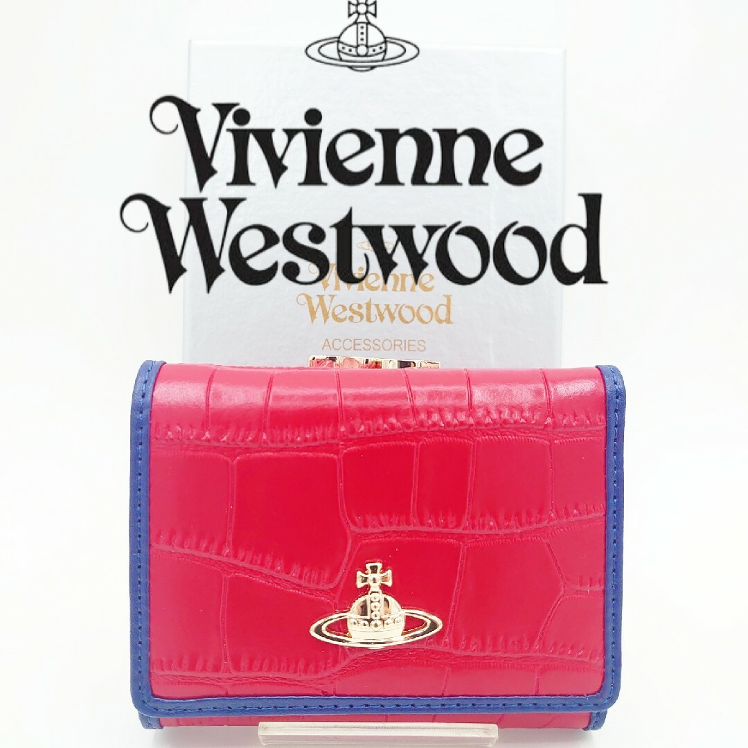 新品】Vivienne Westwood 三つ折り財布 レッド/ブルー 新品】Vivienne Westwood 三つ折り財布 レッド/ブルー
