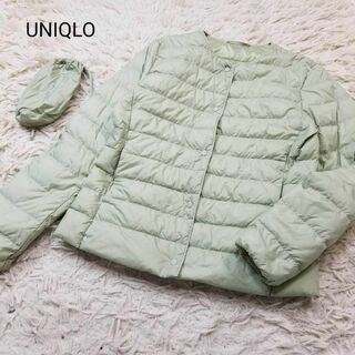 ユニクロ(UNIQLO)の美品UNIQLO収納袋レディースSウルトラライトダウンコンパクトジャケット緑V可(ダウンジャケット)