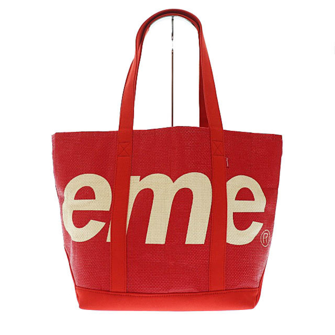 Supreme Raffia Tote 赤 トートバッグ