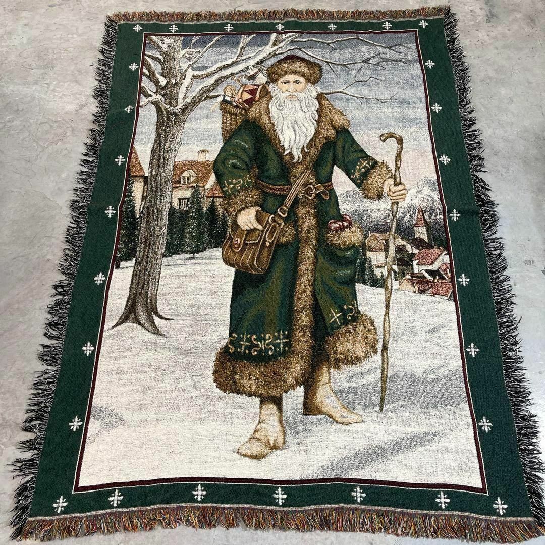 クリスマス　サンタ　マルチ・ソファーカバー　ビンテージラグ　180x132