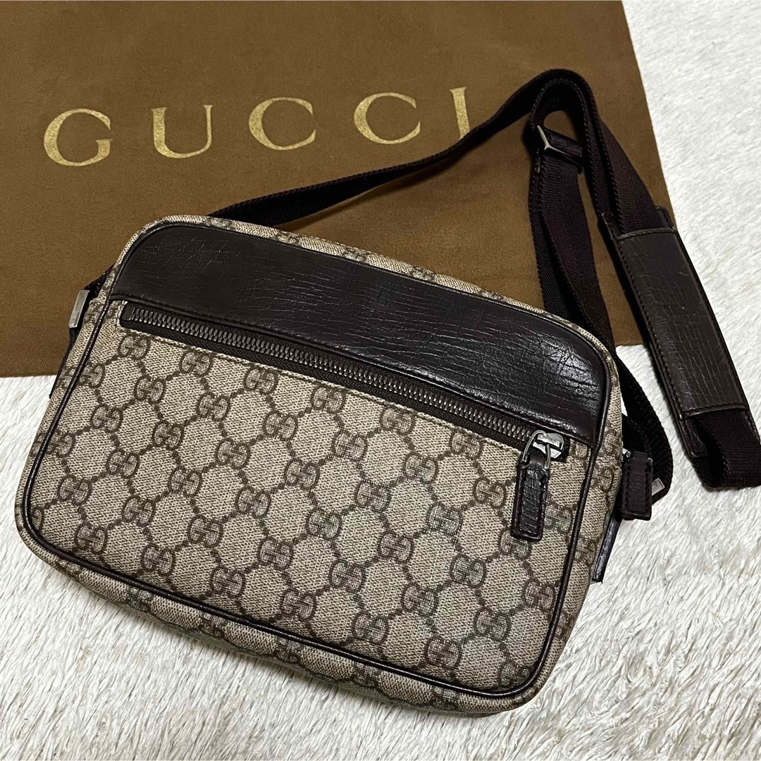 極美品》グッチ シェリーライン GGスプリーム 2way ショルダーバッグ 黒-