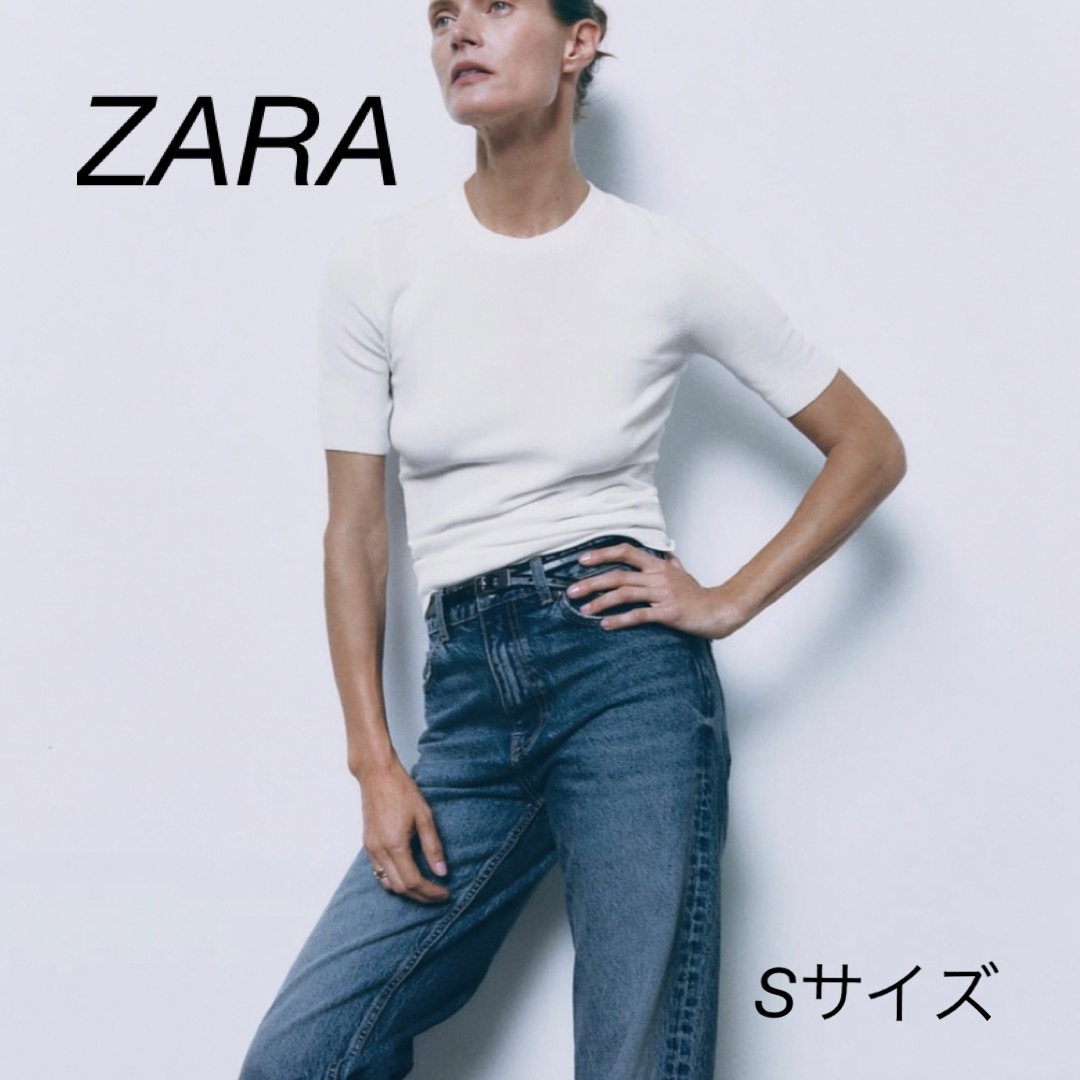 最終値下げZARA ベーシックニットセーター ラウンドネック半袖セーター | フリマアプリ ラクマ
