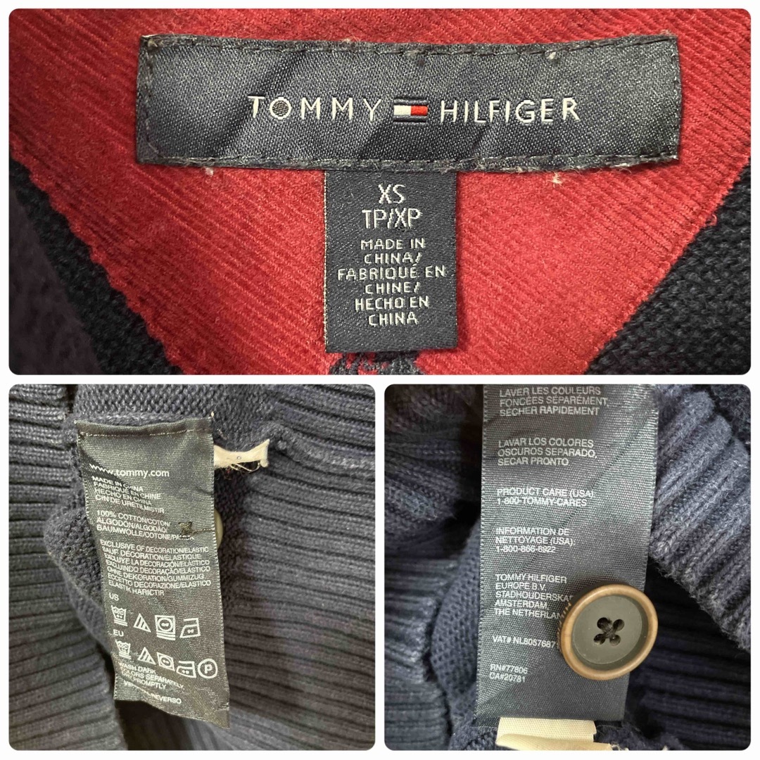 TOMMY HILFIGER(トミーヒルフィガー)のトミーヒルフィガー 長袖 ニット セーター XSサイズ ネイビー 紺色 海外古着 メンズのトップス(ニット/セーター)の商品写真