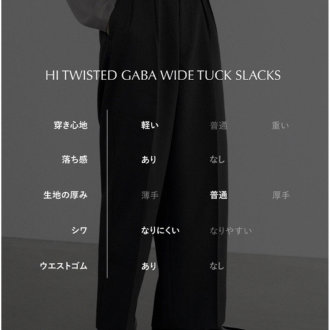 HIGH TWISTED GABA WIDE TUCK SLACKS