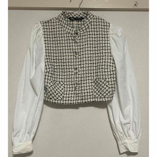 ザラ(ZARA)のZARA コントラストテクスチャー素材トップス(シャツ/ブラウス(長袖/七分))