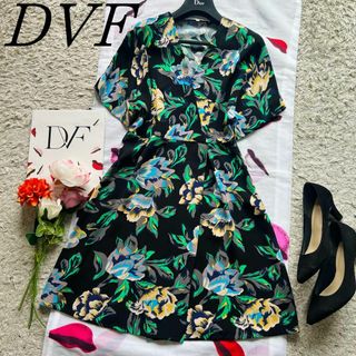 【美品】DIANEvonFURSTENBERG 総柄ラップワンピース 2 M