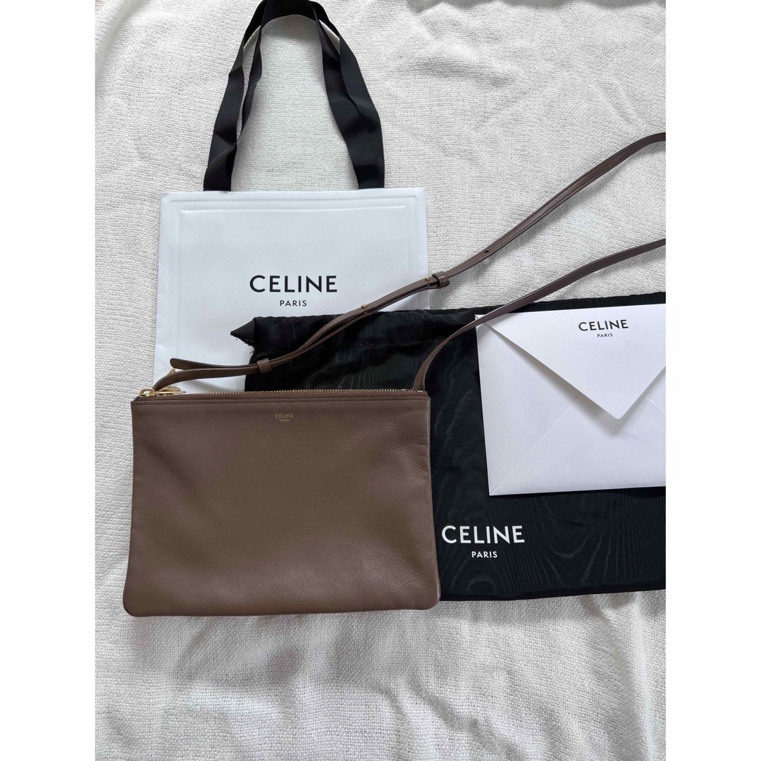 CELINE トリオ ブラウン ショルダーバッグ