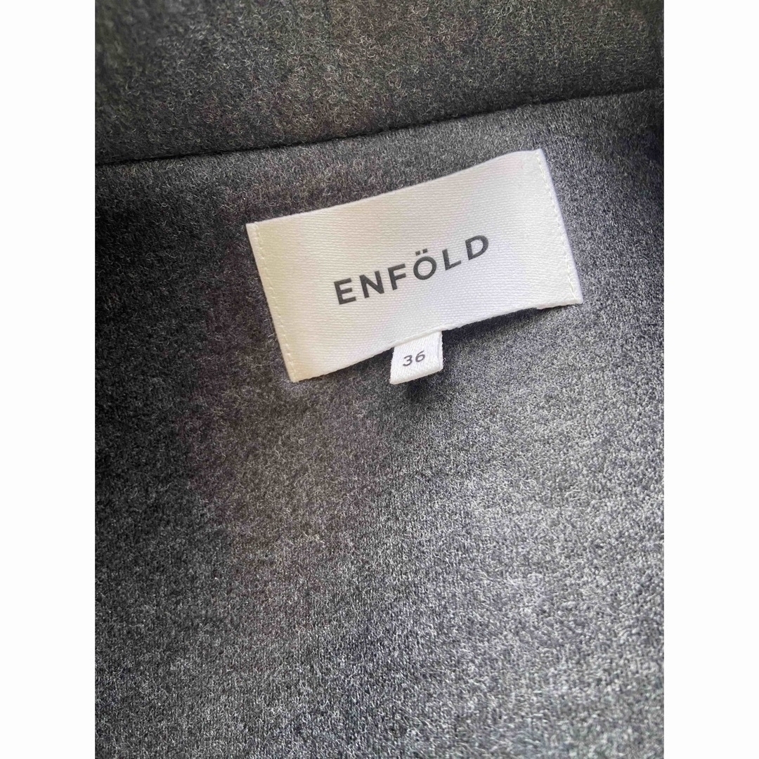 ENFOLDのウールボンディング ステンカラーフレアコート