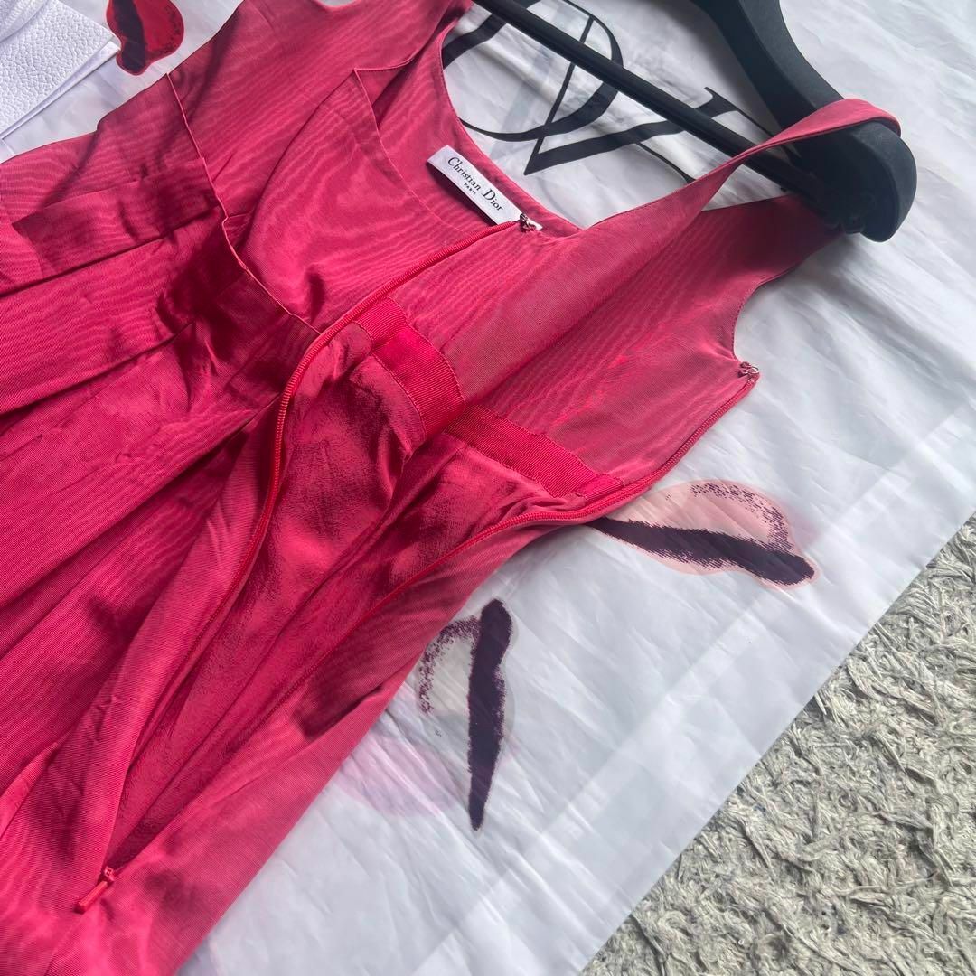 美品】Christian Dior プリーツワンピース ピンク ノースリーブ - ひざ